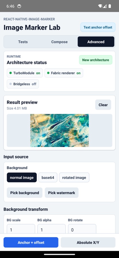 Image Marker Lab Advanced tab